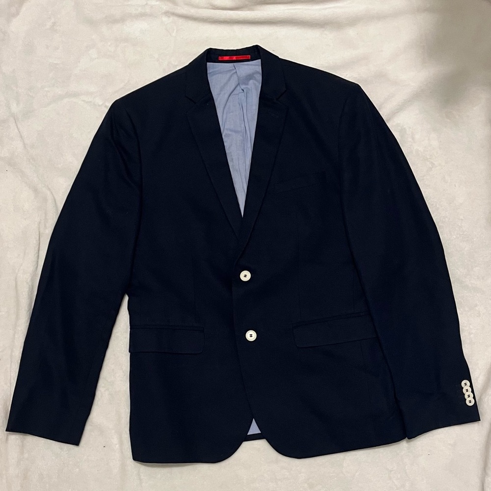 H&M Navy Men's Blazer with Light Blue Lining